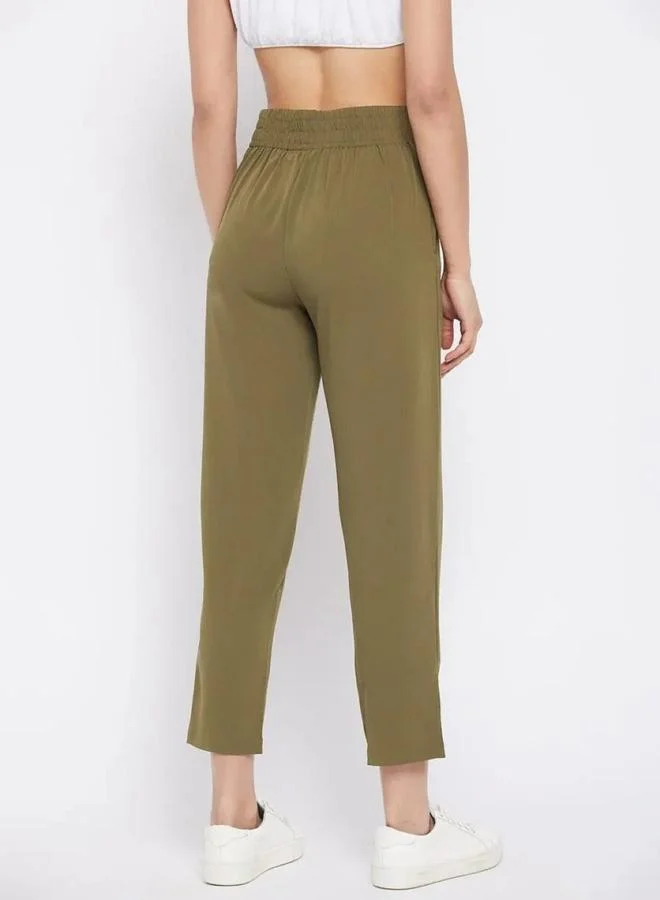 Winered  Women Olive Green Regular Fit Trousers for Women | Best Price UAE